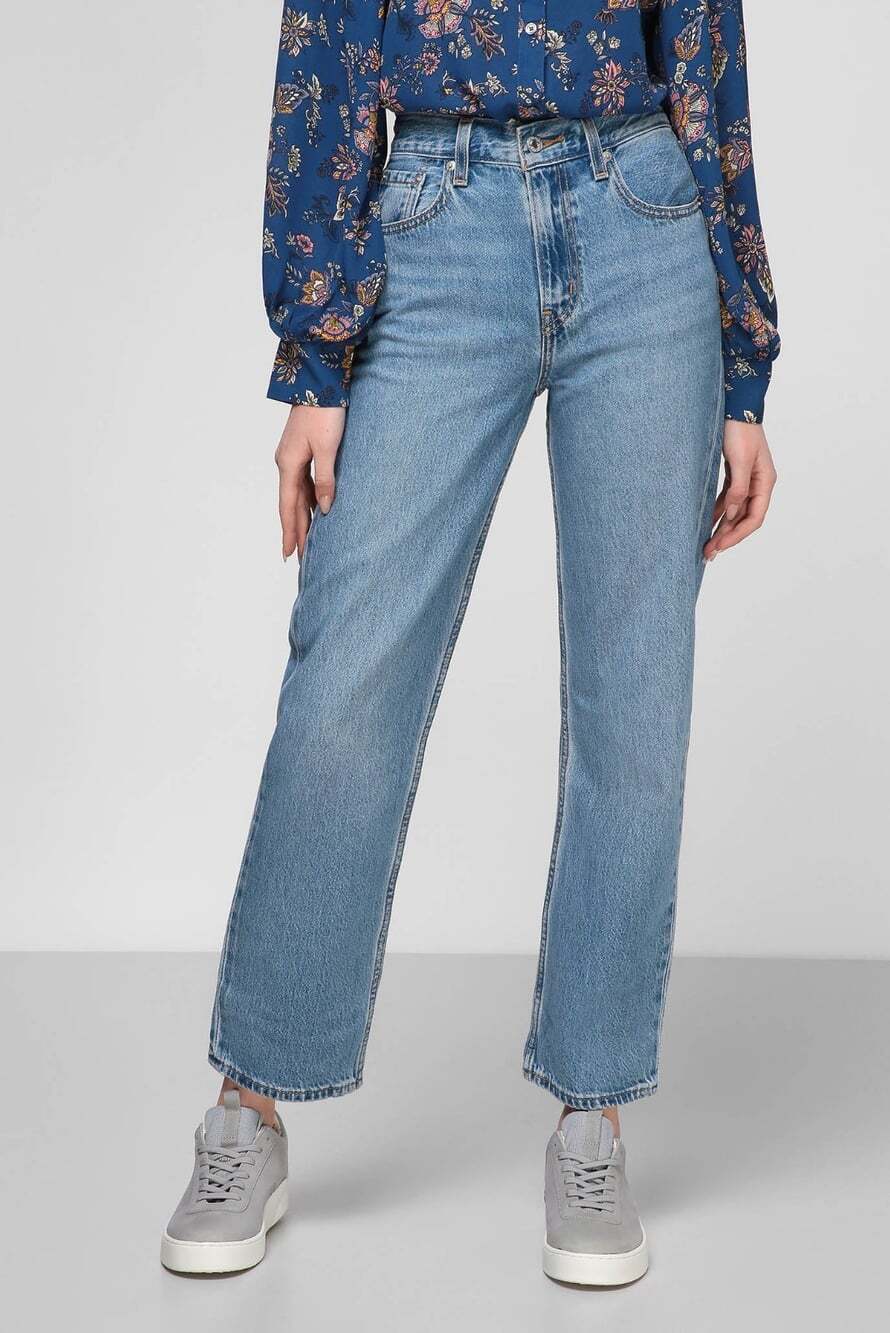 *Modified* LEVI'S Loose Straight Sky Medium High Rise Raw Hem Jeans, Size 25